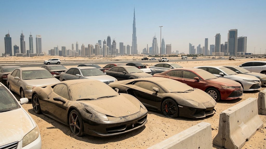 O cemitério de máquinas de luxo: A verdade por trás das Ferraris e Lamborghinis abandonadas em Dubai
